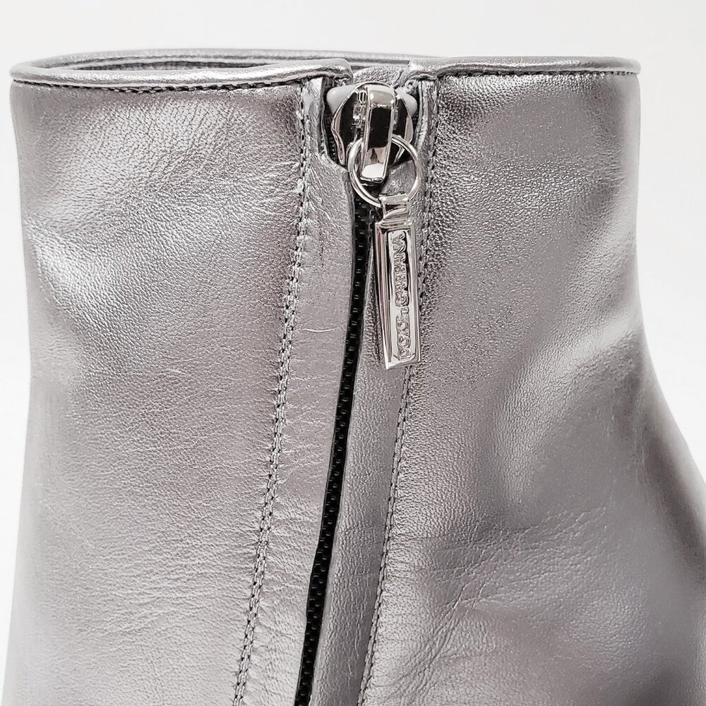 DOLCE & GABBANA BOOTS ANKLE METALLIC SILVER LEATHER JEWELED BUCKLE IT 38 US 7.5 - Picture 11 of 13